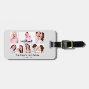 6 Sections Custom Photo Minimalist Grey Frames Luggage Tag