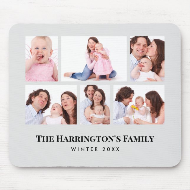 6 Sections Custom Photo Minimalist Grey Frames Mouse Mat (Front)