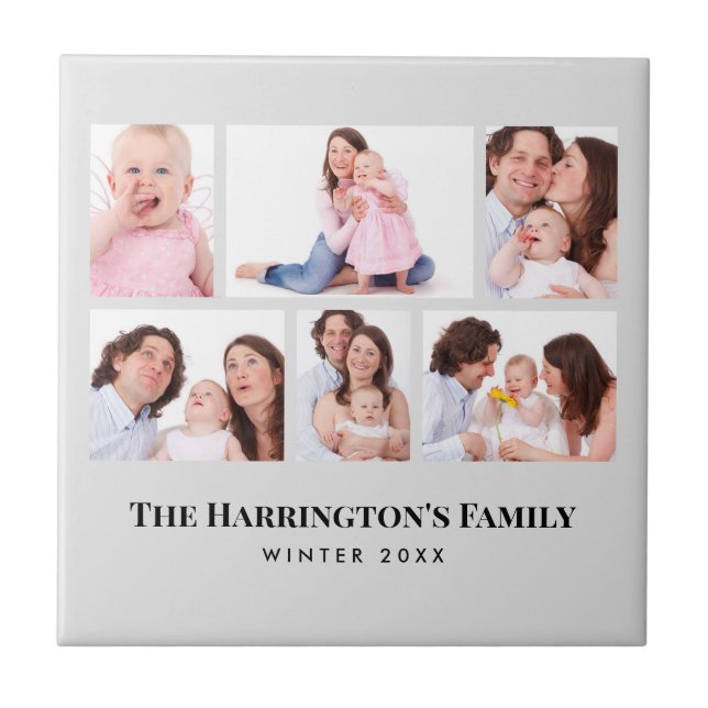 6 Sections Custom Photo Minimalist Grey Frames Tile (Front)