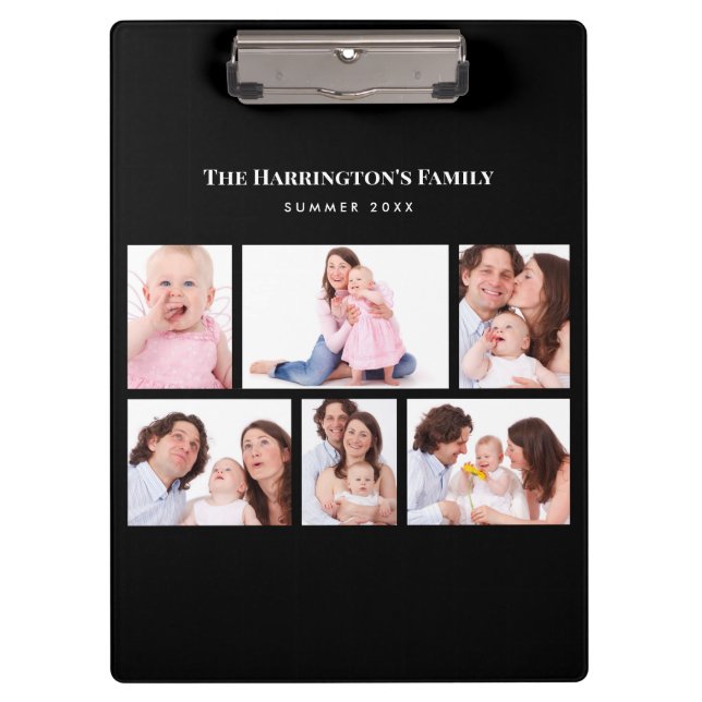 6 Sections Custom Photo Simple Elegant Black Frame Clipboard (Front)
