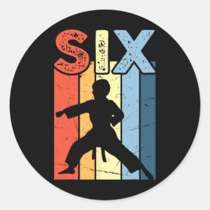 6 Six Karate Lover 5th Birthday 6 Year Old Martial Classic Round Sticker