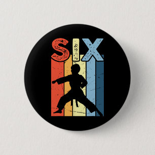 6 Six Karate Lover 5th Birthday 6 Year Old Martial Cm Round Badge