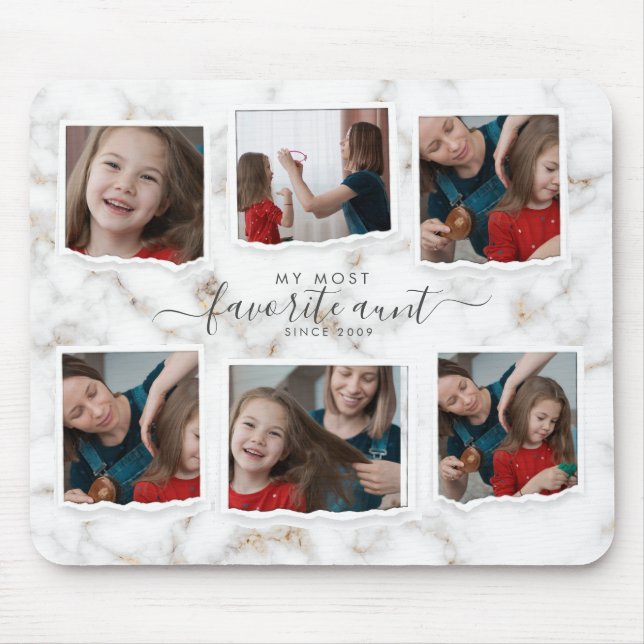 6 Six Photo Collage Aunty Modern Elegant Family Mouse Mat (Front)