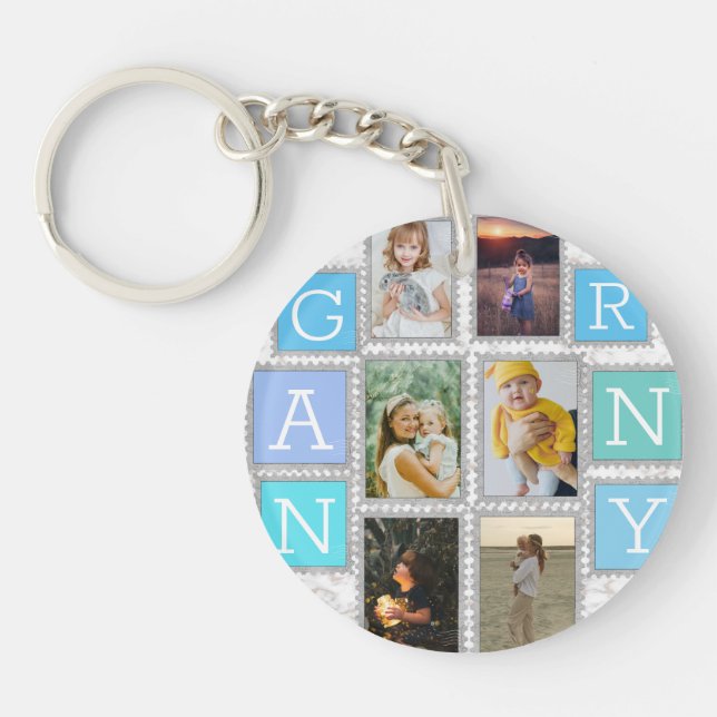 6 Six Photo Collage Cute Baby Family Love Granny Key Ring (Front)