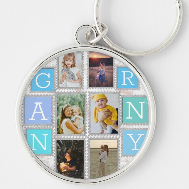 6 Six Photo Collage Cute Baby Family Love Granny Key Ring (Front)