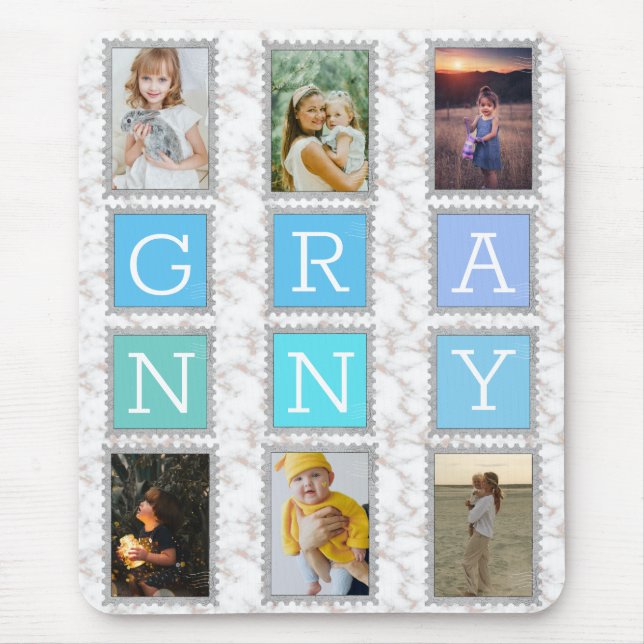 6 Six Photo Collage Cute Baby Family Love Granny Mouse Mat (Front)
