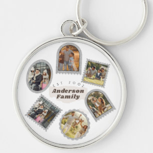 6 Six Photo Modern Elegant Collage Family Love Key Ring