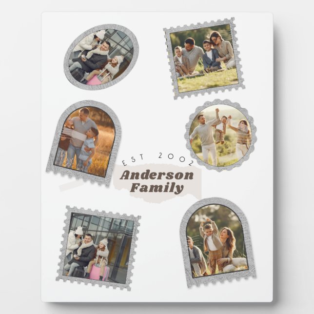 6 Six Photo Modern Elegant Collage Family Love Plaque (Front)