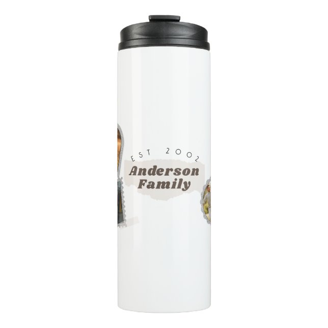6 Six Photo Modern Elegant Collage Family Love Thermal Tumbler (Front)