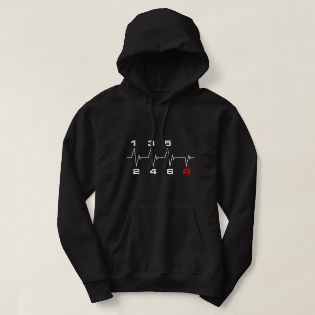 6 Speeds Gear Shift Manual Transmission Heartbeat  Hoodie (Design Front)