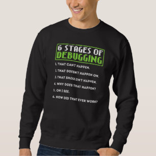 6 Stages Of Debugging Bug Coding Computer Programm Sweatshirt