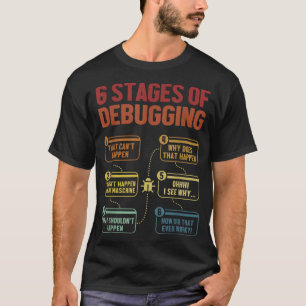 6 Stages of Debugging Full Stack Coder Software De T-Shirt