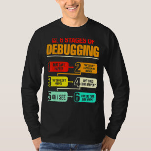 6 Stages Of Debugging Full Stack Coder Software De T-Shirt