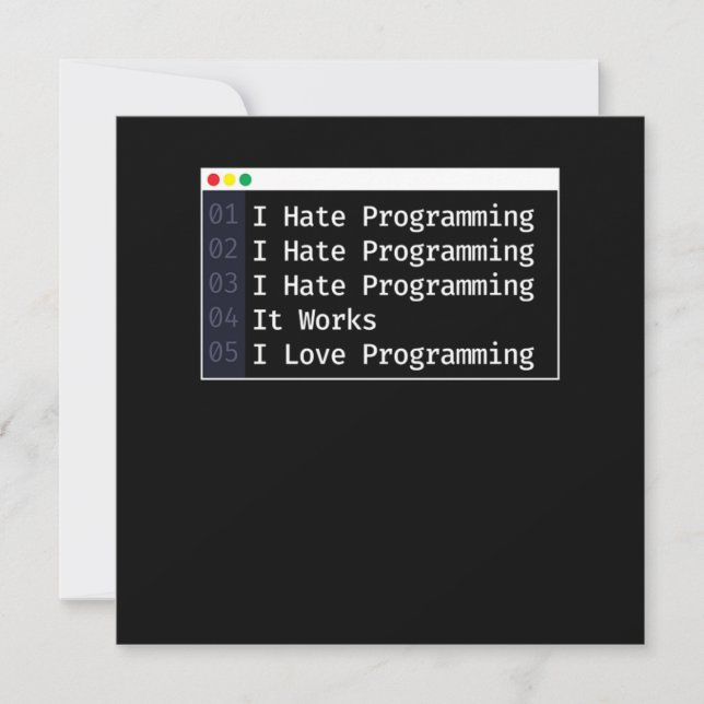 6 Stages Of Debugging Programmer Coding Invitation (Front)