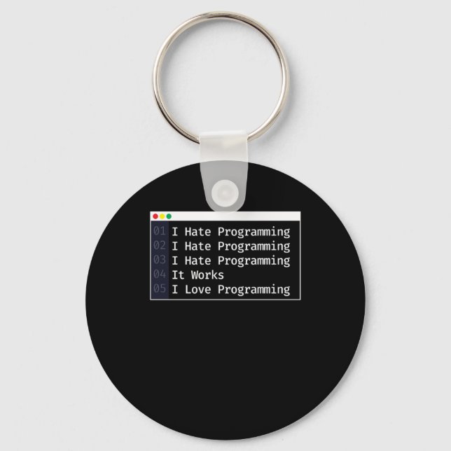 6 Stages Of Debugging Programmer Coding Key Ring (Front)