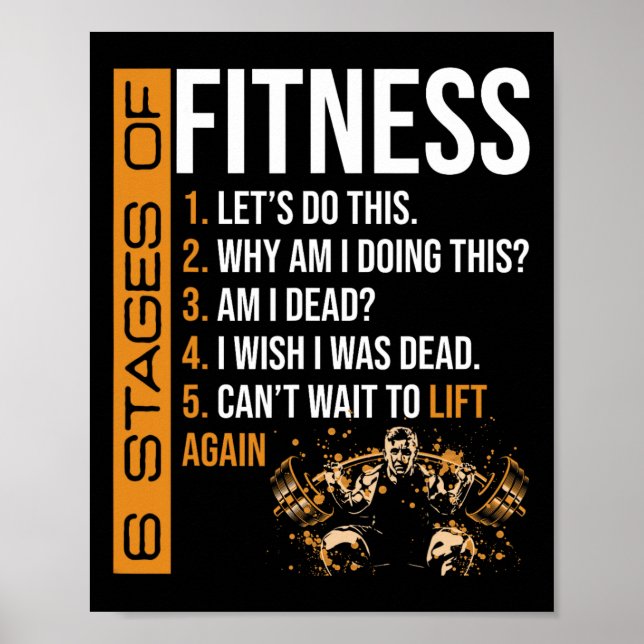 6 Stages Of Fitness Weightlifting Exercise Fitness Poster (Front)