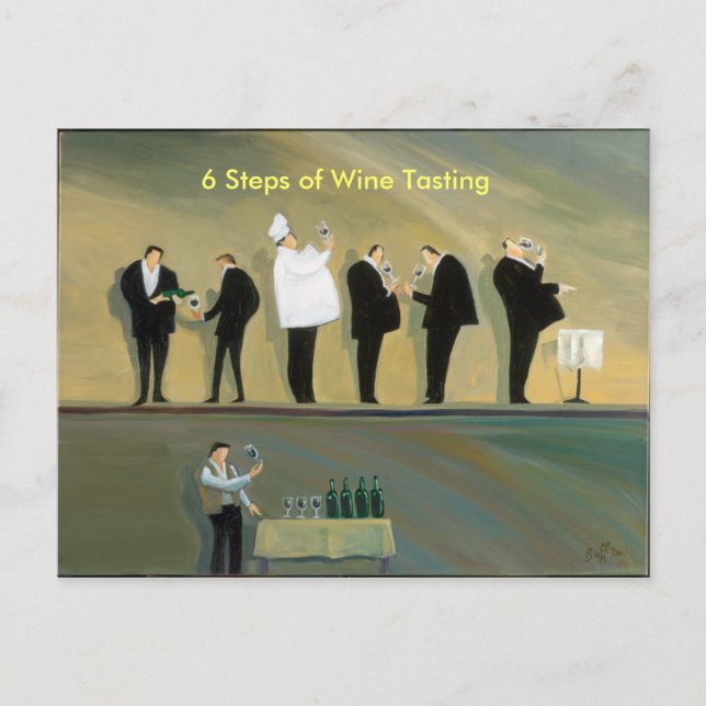 6 Steps of Wine Tasting Postcard (Front)