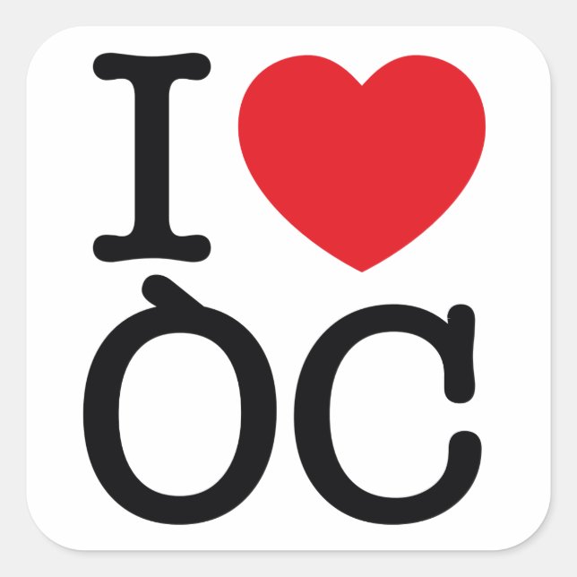 6 stickers "I Love Oc" board of 6 stickers (Front)