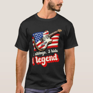 6 Strings 3 Kids 1 Legend USA Flag Guitar Music Fa T-Shirt