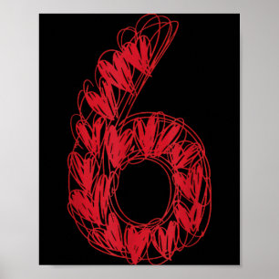 6 Sweet 67 Hand-drawn Hearts Valentine's Day Kids Poster