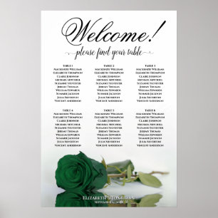 6 Table Elegant Emerald Green Rose Seating Chart