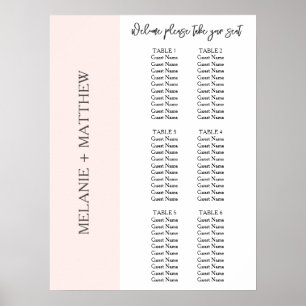 6 Table   Elegant Modern Wedding Seating Chart 
