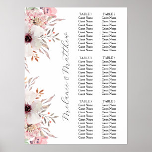 6 Table   Rustic Boho Floral Wedding Seating Chart