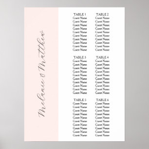 6 Table   Simple Elegant Wedding Seating Chart 