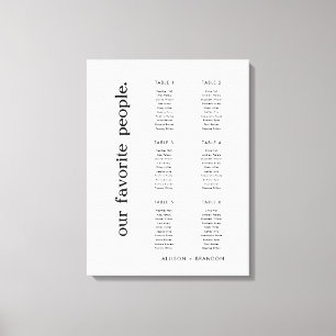 6 Tables Modern Small Wedding Seating Chart Canvas Print