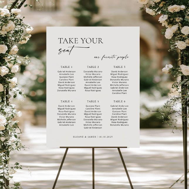 6 Tables Modern Welcome Seating Chart Poster (6 Tables Modern Welcome Seating Chart)