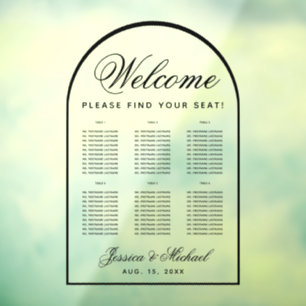 6 Tables Wedding Seating Chart - Transparent Arch Window Cling