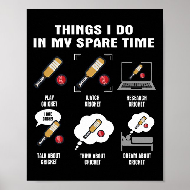 6 Things I Do In My Spare Time - Cricket Player  Poster (Front)