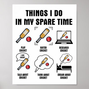 6 Things I Do In My Spare Time - Cricket Poster