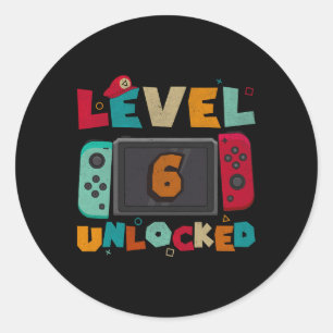 6 Unlocked Gaming Birthday Boys Kid 6th Birthday G Classic Round Sticker