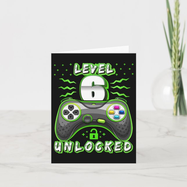 6 Unlocked Video Game 6th Birthday Gamer Boys 3  Card (Front)
