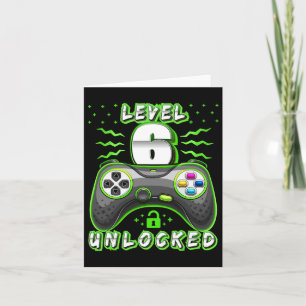 6 Unlocked Video Game 6th Birthday Gamer Boys 3  Card