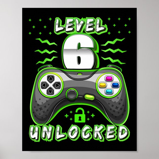 6 Unlocked Video Game 6th Birthday Gamer Boys 3  Poster (Front)