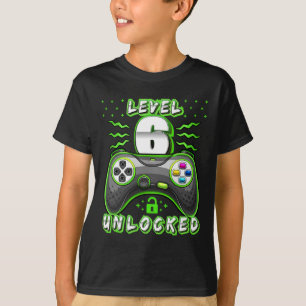 6 Unlocked Video Game 6th Birthday Gamer Boys 3 T-Shirt