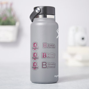 6 waterproof Pink Monogram Name Kids Water bottle