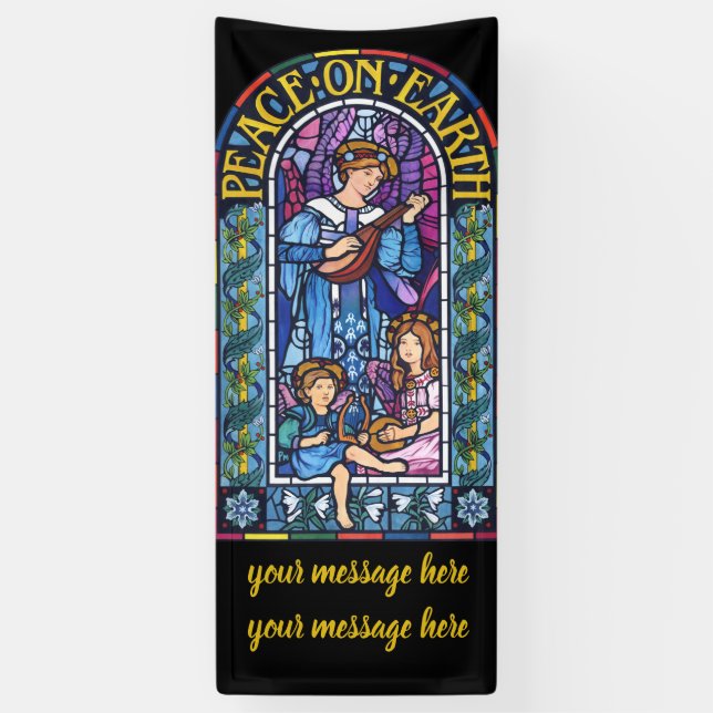 6' x 2.5' Christmas vinyl Banner Stained glass (Vertical)