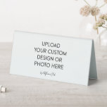 6" x 3" Small Plastic Table Tent Sign<br><div class="desc">Customize your design in Templett. After you are done editing,  download your file in a JPG format (don't forget to turn on the bleed option). Upload your design here by clicking on the blue "Personalize" button.</div>