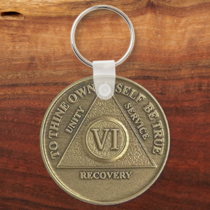 6 Year CUSTOM NAME Sober Medallion Key Ring