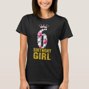 6 Year Old 6th Birthday Girl Queen diamond crown T-Shirt