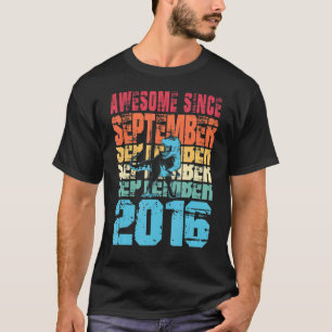 6 Year Old Awesome September 2016 6th Birthday Din T-Shirt