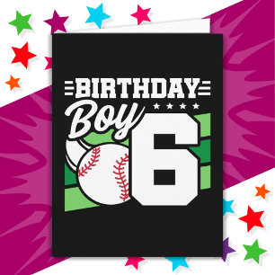 6 Year Old Baseball Party Theme 6th Birthday Boy Card