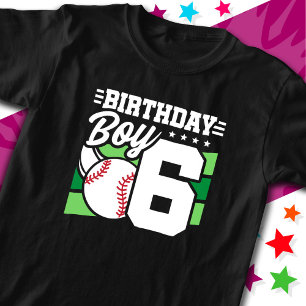 6 Year Old Baseball Party Theme 6th Birthday Boy T-Shirt