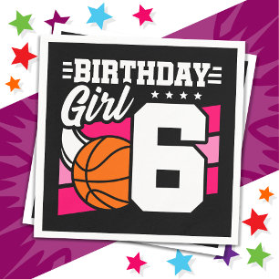 6 Year Old Basketball Party 6th Birthday Girl Napkin