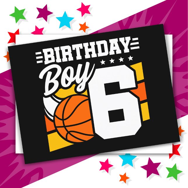 6 Year Old Basketball Party Theme 6th Birthday Boy Postcard (Creator Uploaded)