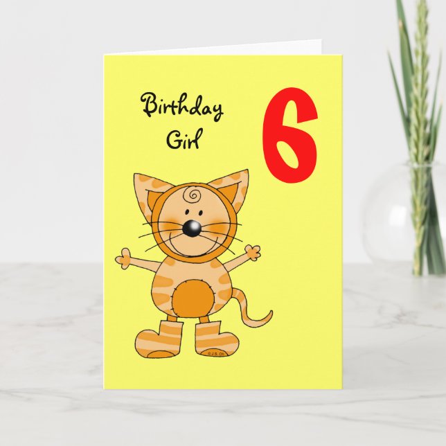 6 year old birthday girl card (Front)