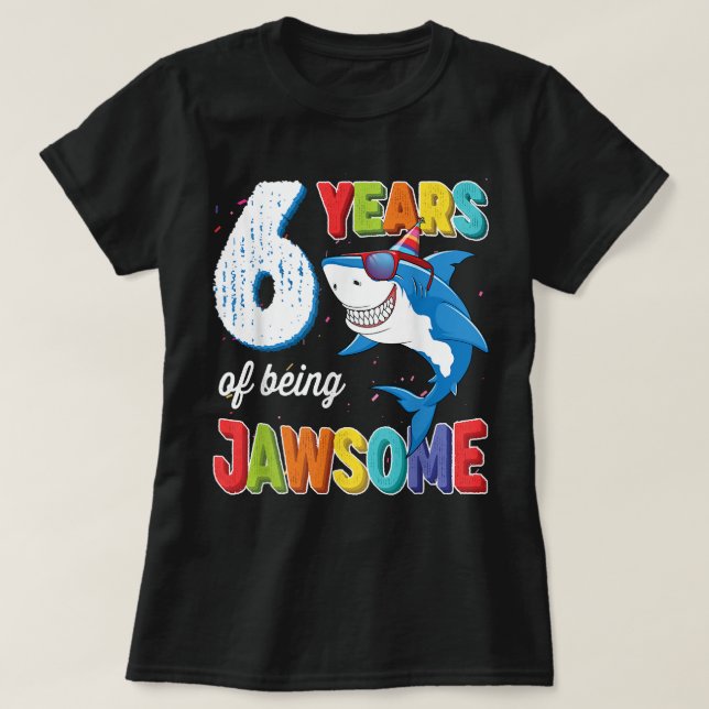 6 Year Old Boys Kids JawSome Shark 6th Birthday  T-Shirt (Design Front)
